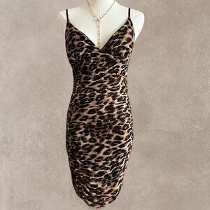 Vintage Y2K Leopard Print Bodycon Dress